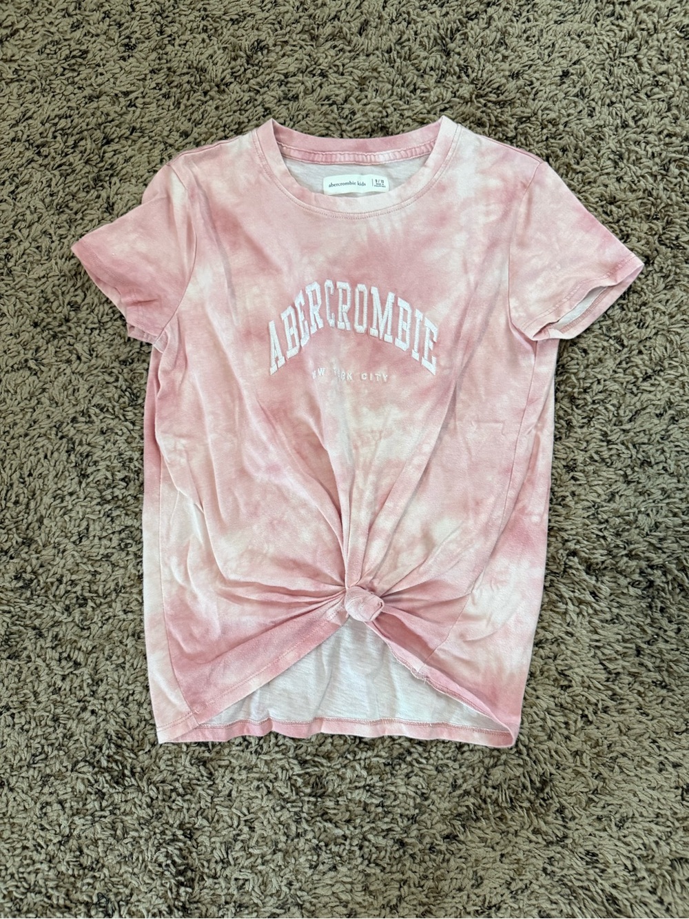 Abercrombie kids Pink Tie-Front Logo Tee size 9/10